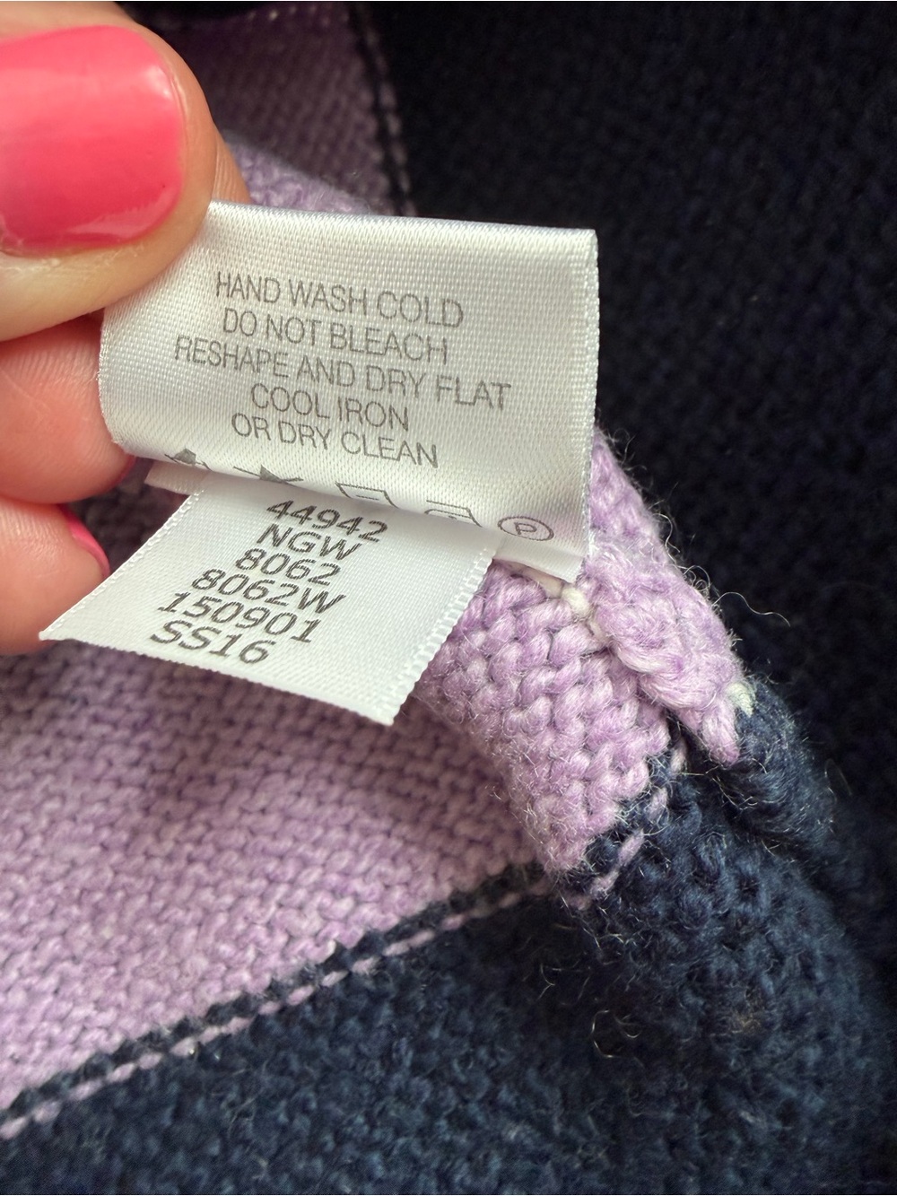 Hanna Andersson Girl's Knit Sweater Ivory Purple Blue Size 110 US Size 5 - Picture 6 of 7